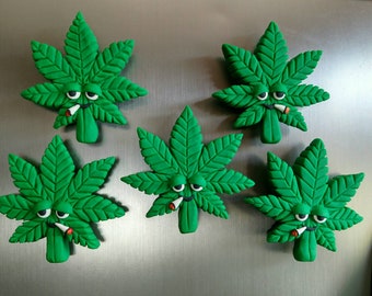 Smoking Pot Leaf Polymer Clay Magnet