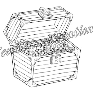Pirate Treasure Chest Printable Coloring Page - Etsy