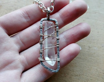 Sterling Silver Quartz Crystal Necklace