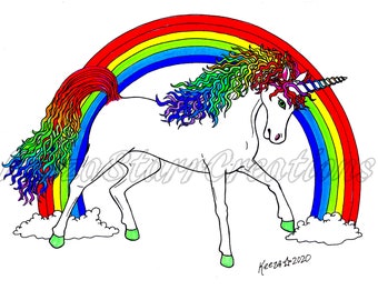 Unicorn Rainbow Printable Coloring Page