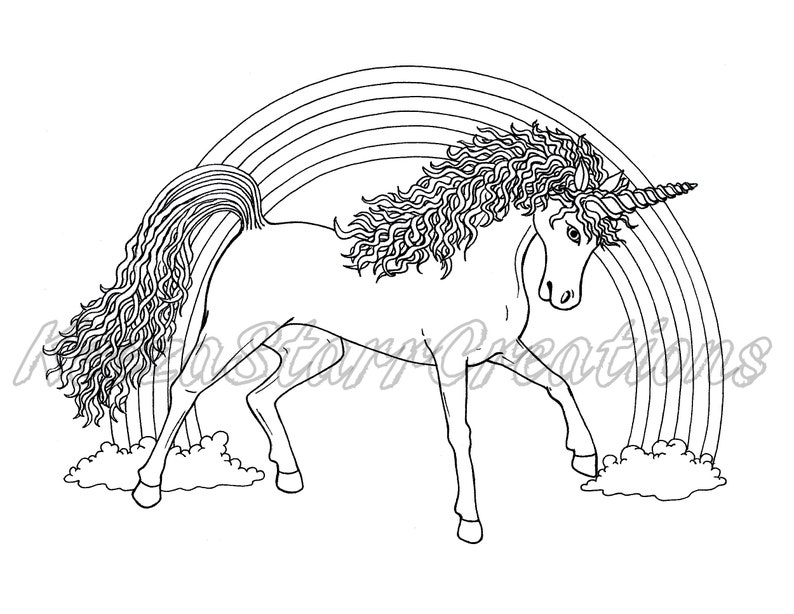 Unicorn Rainbow Printable Coloring Page - Etsy
