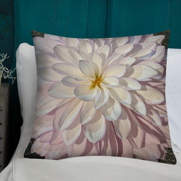Original Purple Dahlia Photography Print Pillow | Wild Flower Pillow | Spring Outdoor Sofa Décor Pillows | House Warming Gift