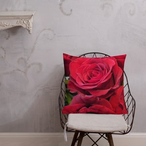 Premium Pillow with Original Photography by FarmerChar Scarlett Begonias in all their beauty