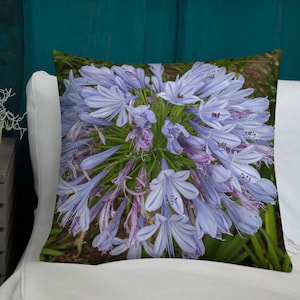 Purple Allium flower in full bloom Premium Pillow with Original Photography by FarmerChar
