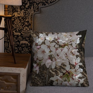 Premium Pillow with Spring Cherry Blossoms of Branch Brook Park with Original Photography by FarmerChar