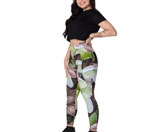Leggings de yoga con estampado de heléboros / Ropa deportiva para mujer con bolsillos