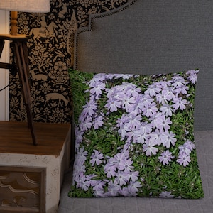 Premium Pillow Lavender Phlox in the morning sunshine with original photography by FarmerChar