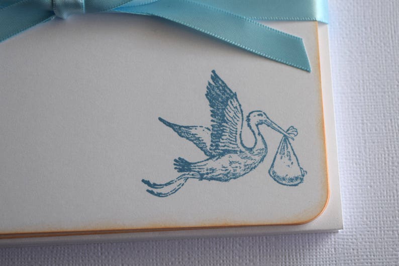 Set of 10 Baby Flat Note Cards Stork
