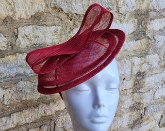 Burgundy red  wedding fascinator one off design