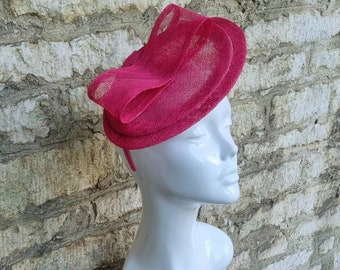 Bright Pink Fascinator hat in hot fuchsia pink