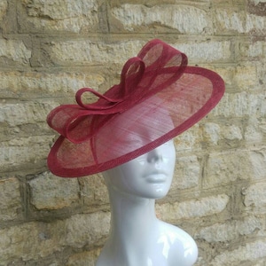 Burgundy red fascinator for wedding or special occasion image 1