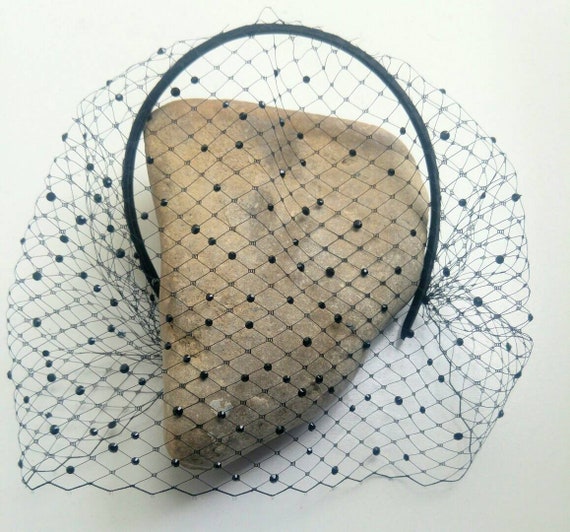 Black French Net Fascinator Veil - Etsy 