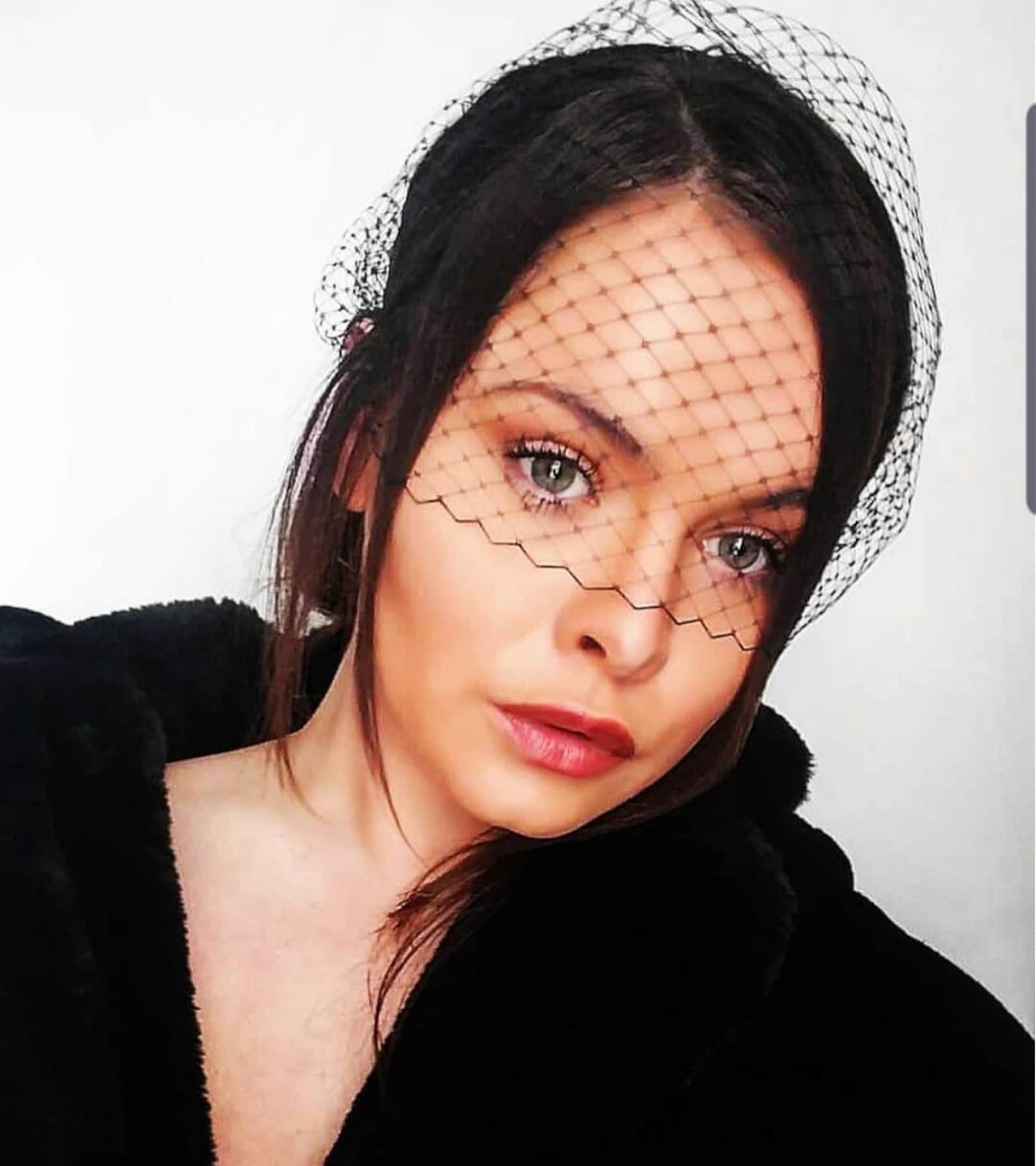 Black Veil Fascinator Headband Birdcage Veil Funeral Veil Etsy