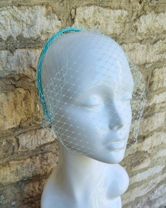 Pale Green Birdcage Veil Mint Green Veil Headband Birdcage Etsy