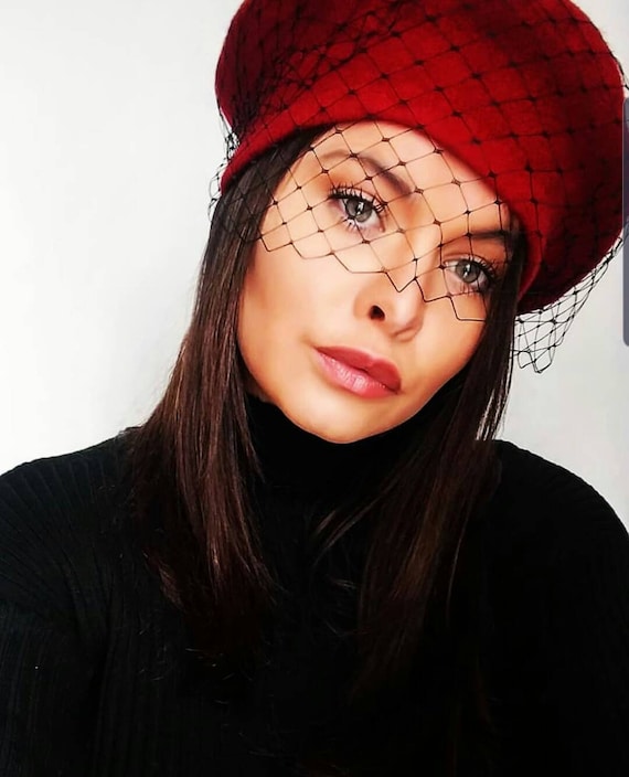 Beret Hat With Veil French Beret Veiled 