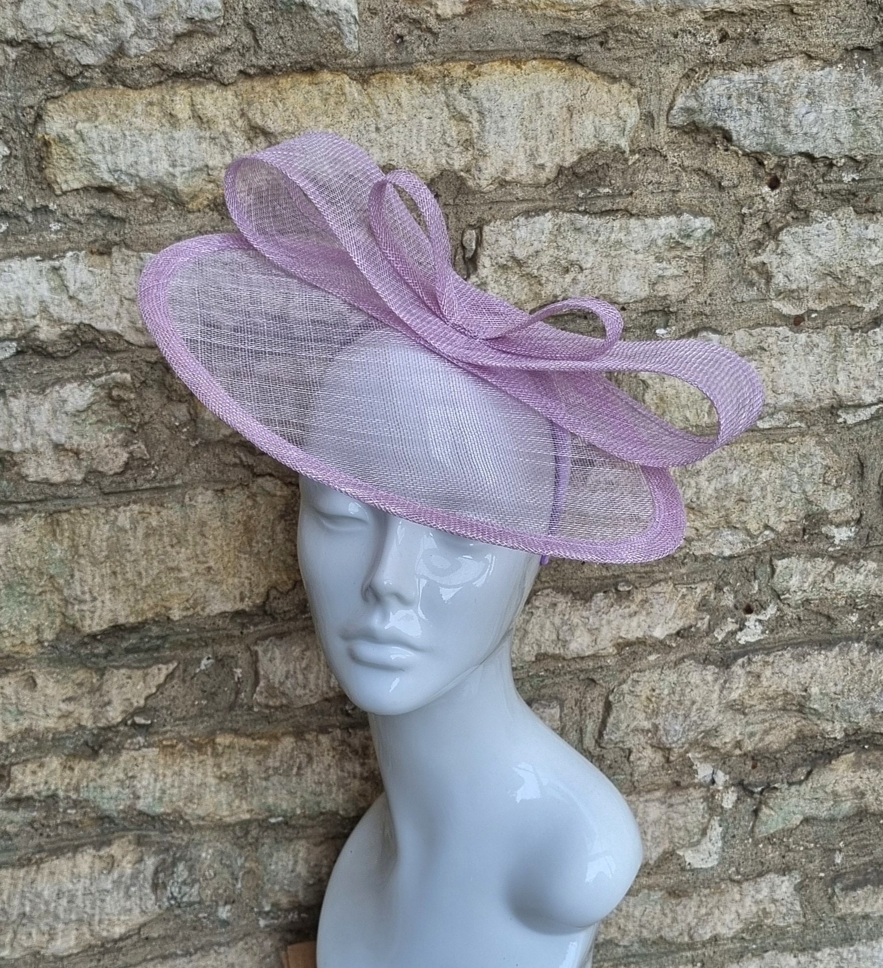 Lilac Sinamay Wedding Fascinator Hat: Handmade Derby 