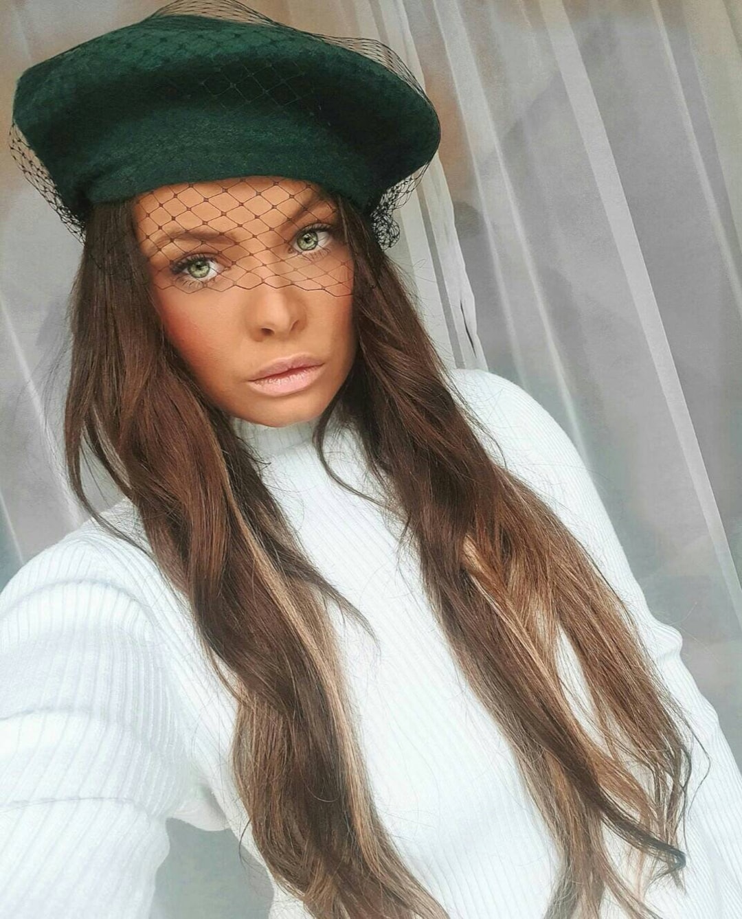 Green Wool Beret With Black Veil - 1940s Style French Beret - Etsy