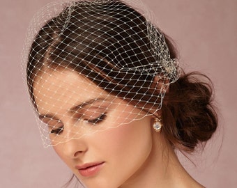 Bridal birdcage veil, wedding bridal blusher style veil, French fascinator simple wedding veil