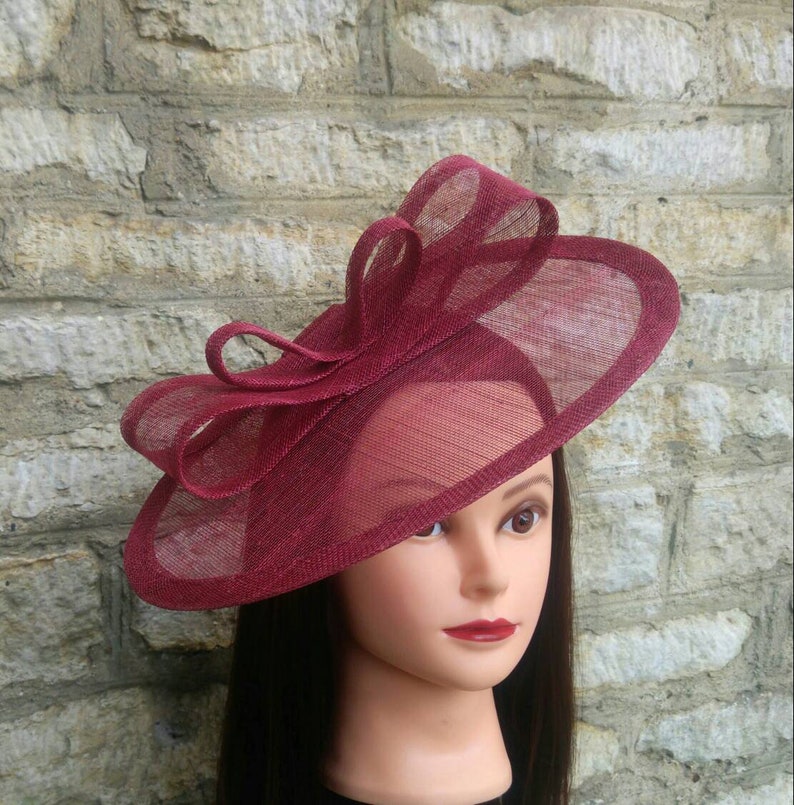 Burgundy red fascinator for wedding or special occasion image 2