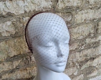Brown Birdcage Veil  headband birdcage veil  voilette  wedding guest or bridesmaid