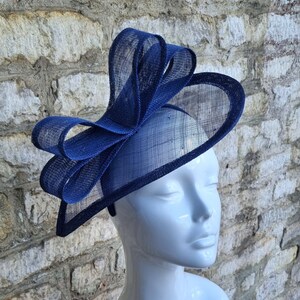 Navy Blue Wedding Hat Fascinator for special occasion,church or races. image 2