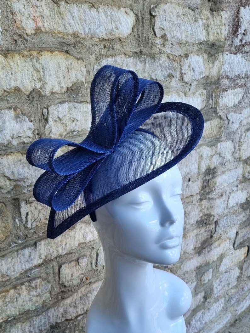 Navy Blue Wedding Hat Fascinator for special occasion,church or races. image 2