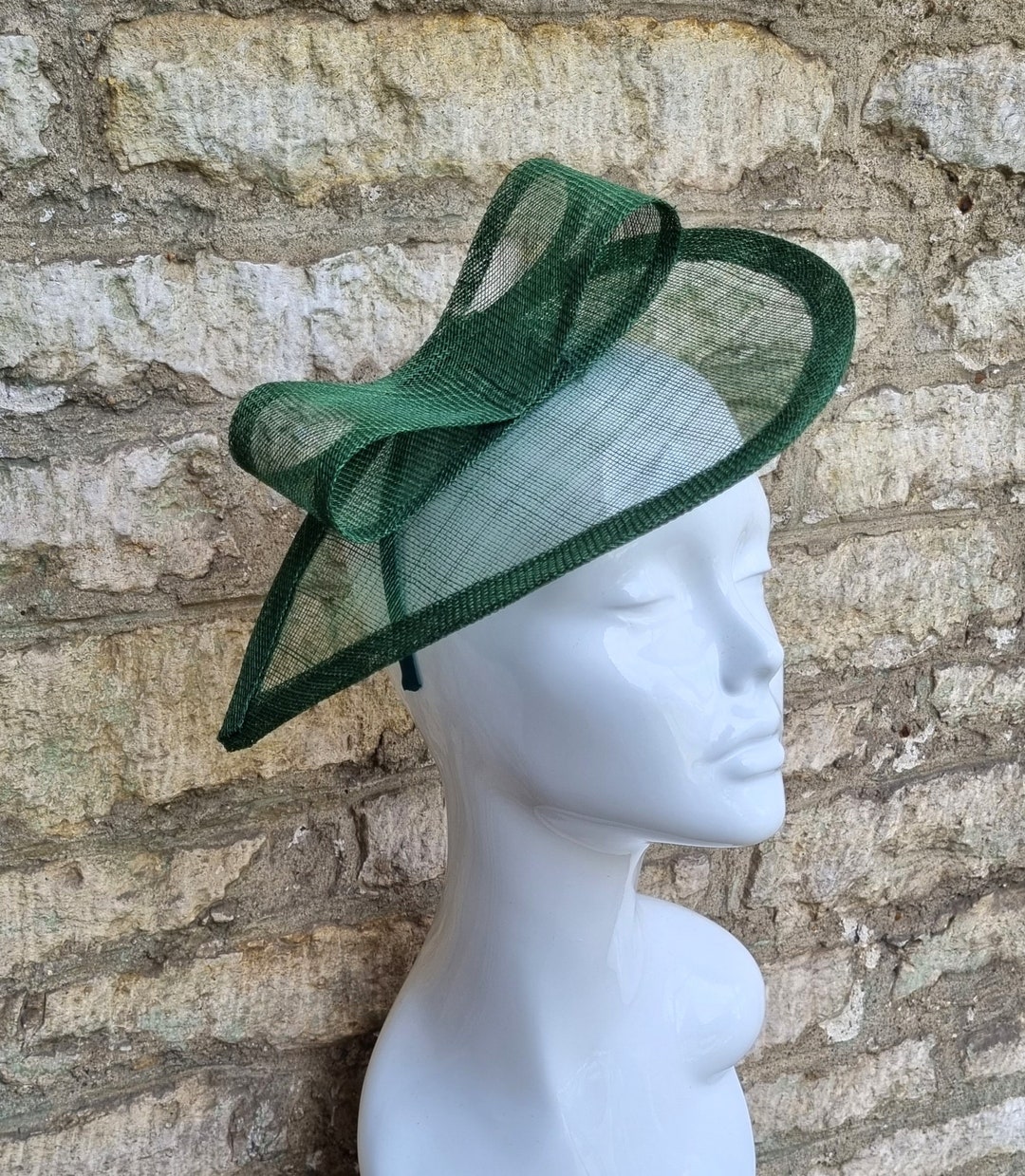 Green Wedding Hat Fascinator Hat on Headband Forest Dark Green Etsy