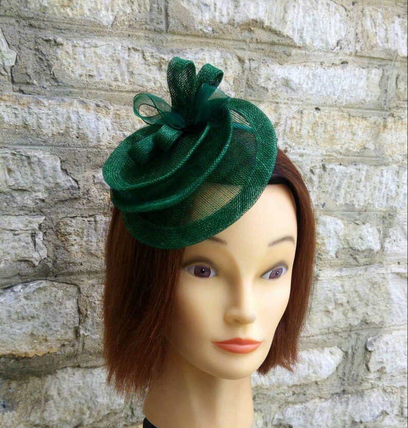 Dark green wedding hat fascinator hat on headband forest green Etsy