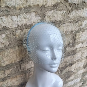 Light blue Birdcage Veil pale baby blue veil headband birdcage Veil  Voilette  wedding hen party