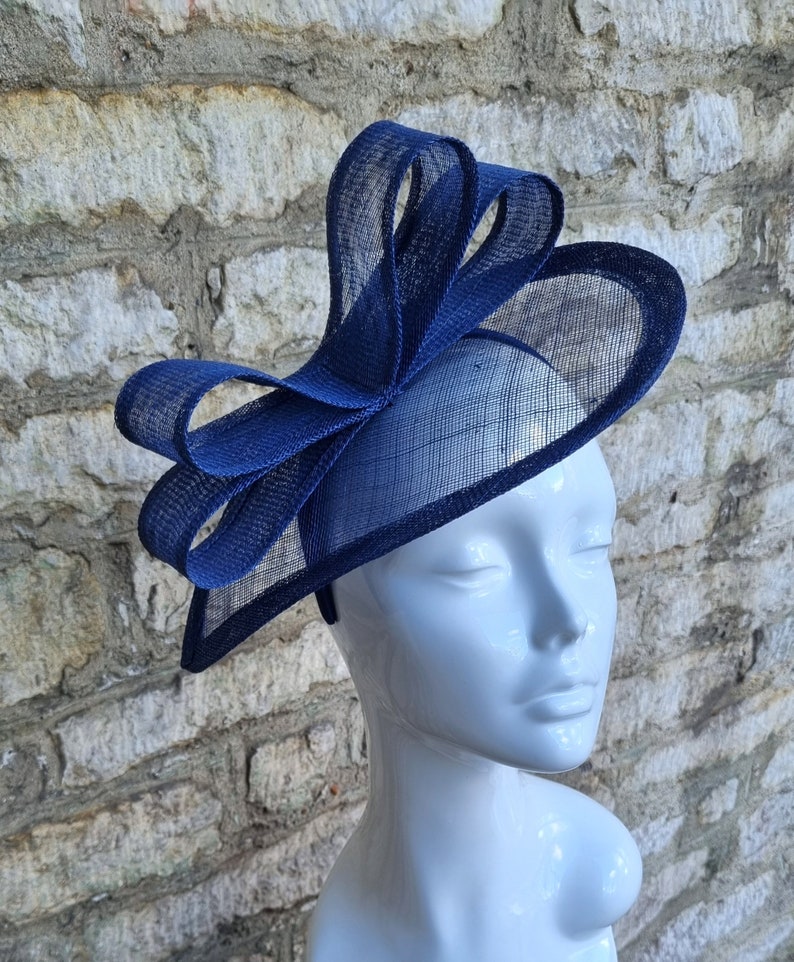 Navy Blue Wedding Hat Fascinator for special occasion,church or races. image 1