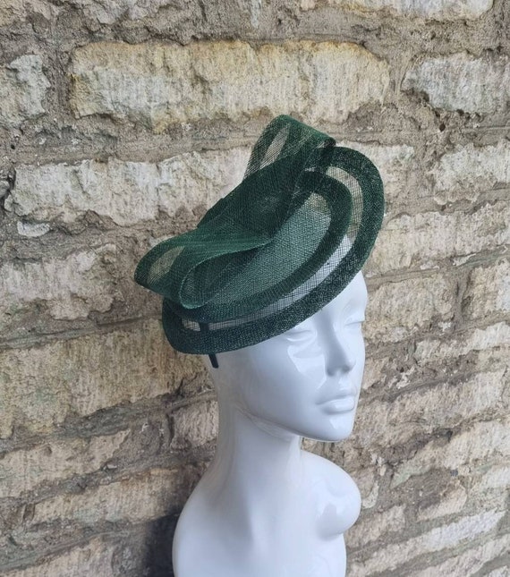 Dark Green Wedding Hat Fascinator Hat 
