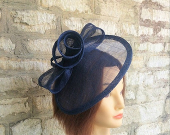 Navy blue Wedding hat wedding fascinator hat races fascinator races hat church hat navy formal hat navy blue tea party hat