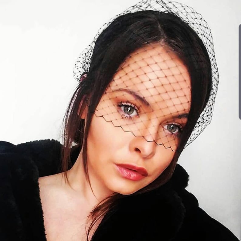 Black veil headband black funeral veil fascinator birdcage Etsy