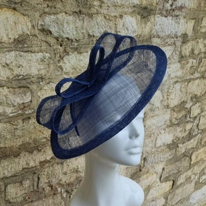 Navy blue Wedding hat wedding fascinator hat races fascinator races hat church hat navy blue formal tea party hat