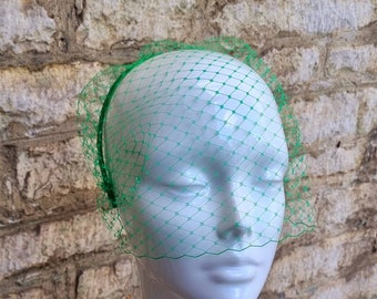 Emerald Green Birdcage Veil bright apple grass green  Veil headband birdcage Veil  Voilette  wedding guest bridal shower