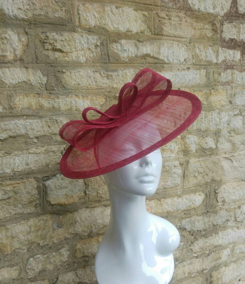 Burgundy red fascinator for wedding or special occasion image 1