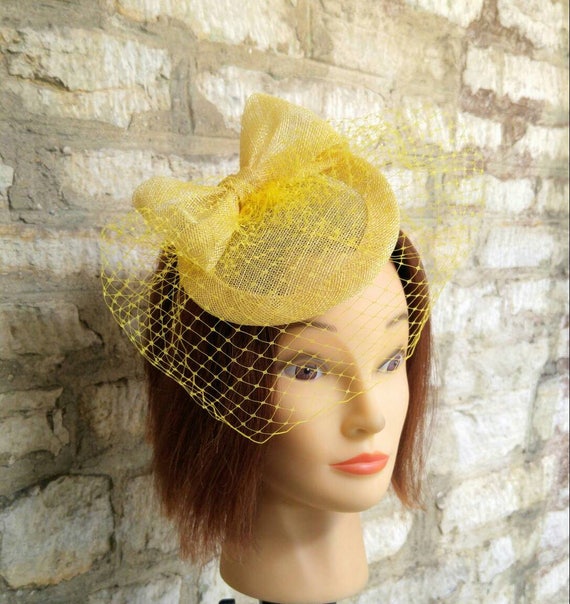 yellow fascinator hat