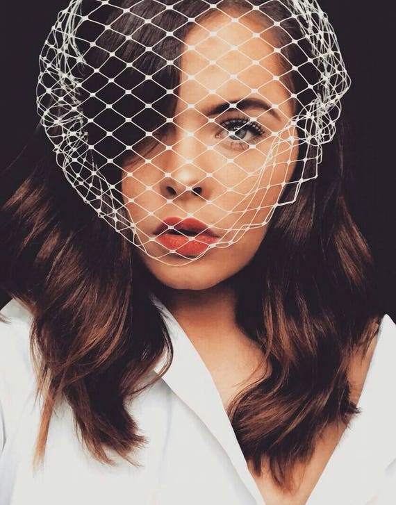 Veil Headband off White or Black Merry Widow Veil Birdcage Veil