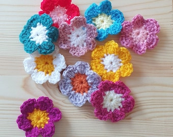 Handmade crochet flowers. card making, scrapbooks,  embellishments for clothing  Wedding favors . Flower appliques. Sets of 10 or 20
