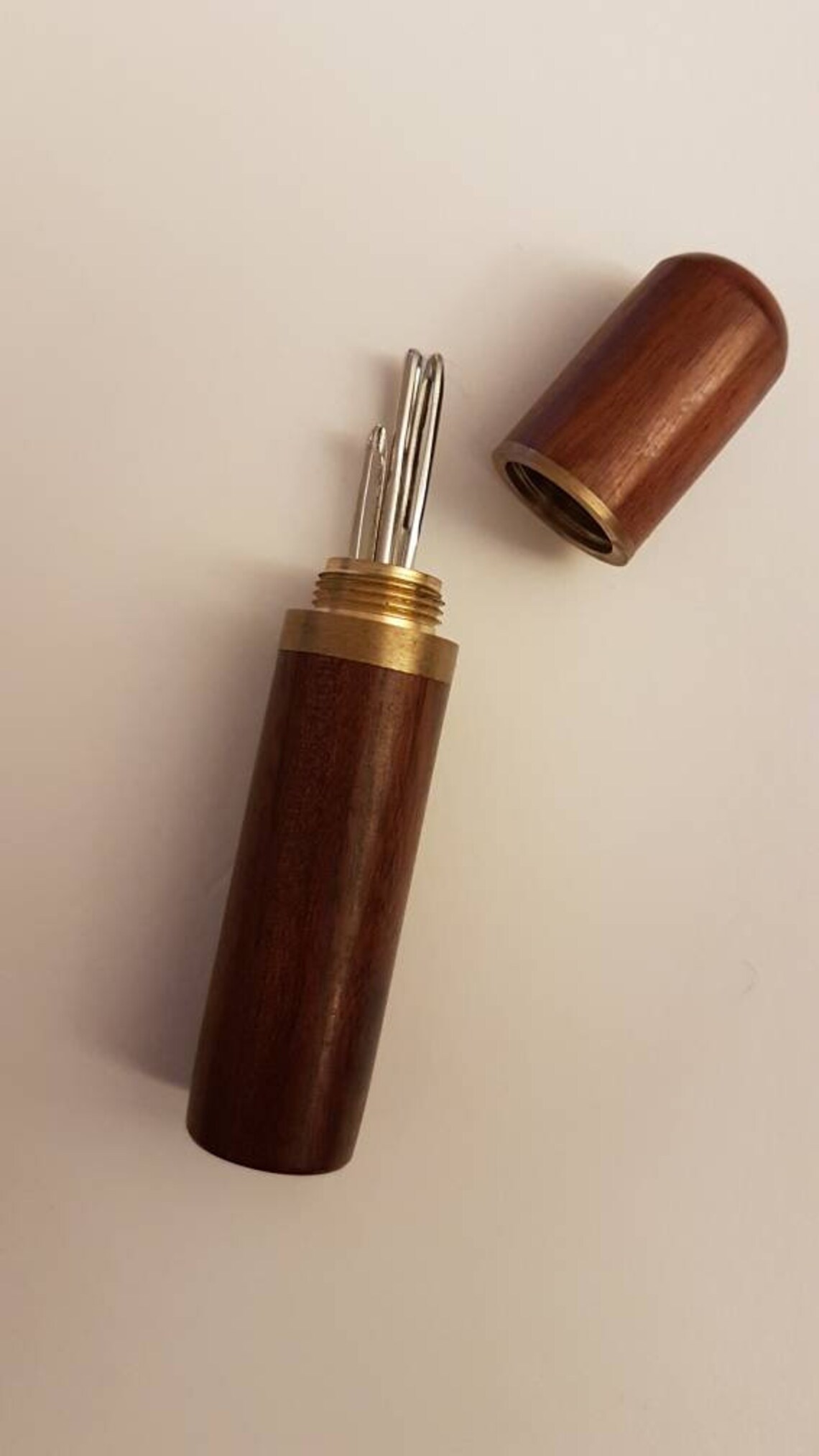 Solid wood sewing/ darning needle holder. Needle case. Wooden Etsy