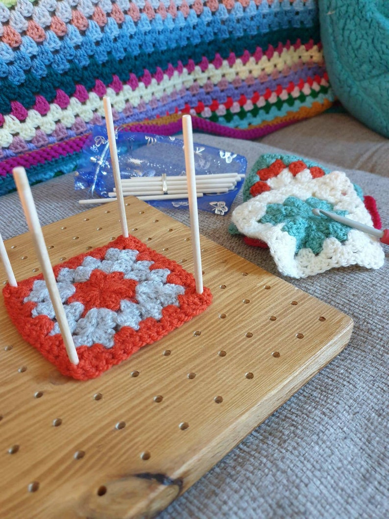 Blocking board. Sturdy Wooden crochet blocking board.Granny square board. Blocker. Handmade from solid wood. 2 colours. despatched from UK image 4