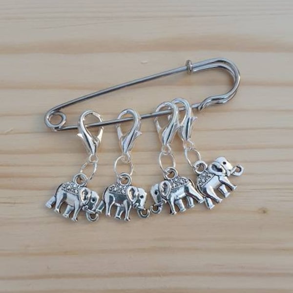 Stitch markers . Set of 4  elephant  Knitting / crochet stitch markers .