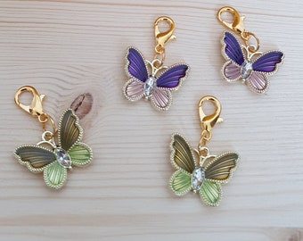 Stitch markers . Set of 4 pretty butterfly knitting / crochet stitch markers . Progress markers