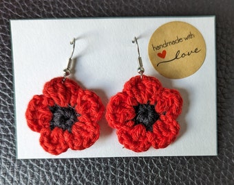 Handmade crochet flower earrings. For pierced ears