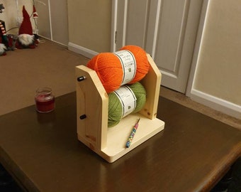 Double revolving yarn holder. Yarn feeder . Handmade ,wooden