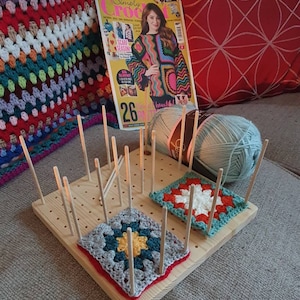 Blocking board. Sturdy Wooden crochet blocking board.Granny square board. Blocker. Handmade from solid wood. 2 colours. despatched from UK Natural