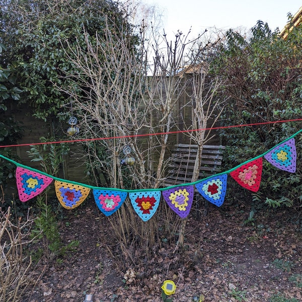 Crochet bunting. Granny triangle bunting. Handmade