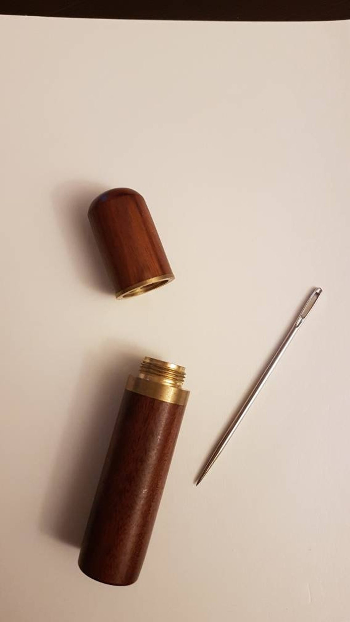 Solid wood sewing/ darning needle holder. Needle case. Wooden Etsy