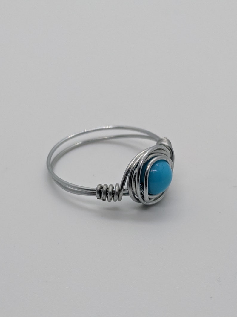 Wire Wrapped Ring Extra Small Blue GlobeBeaded Wire