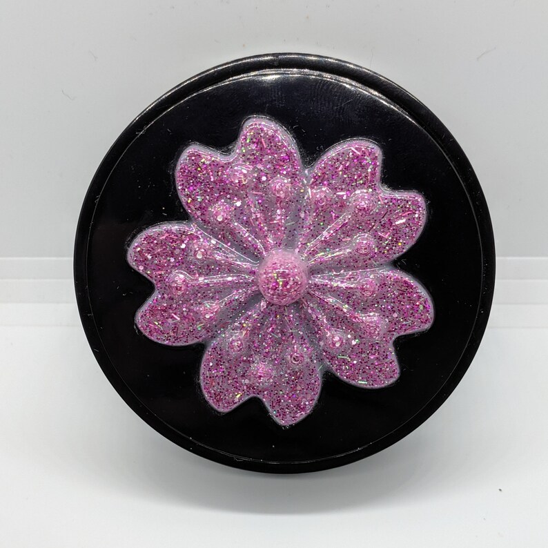Black and Pink Glitter Jewelry Box Resin Trinket Dish